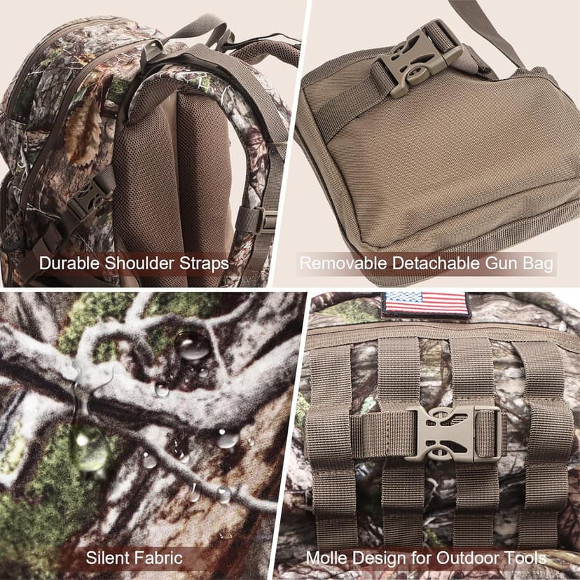 Hunting Backpack, Camo Hunting Backpacks & duffle Bags, Water-resistant Long-Lasting Large Capacity Bow Backpack Hunting Pack For Hunting Gear Accessories (Treasures of the Trees)