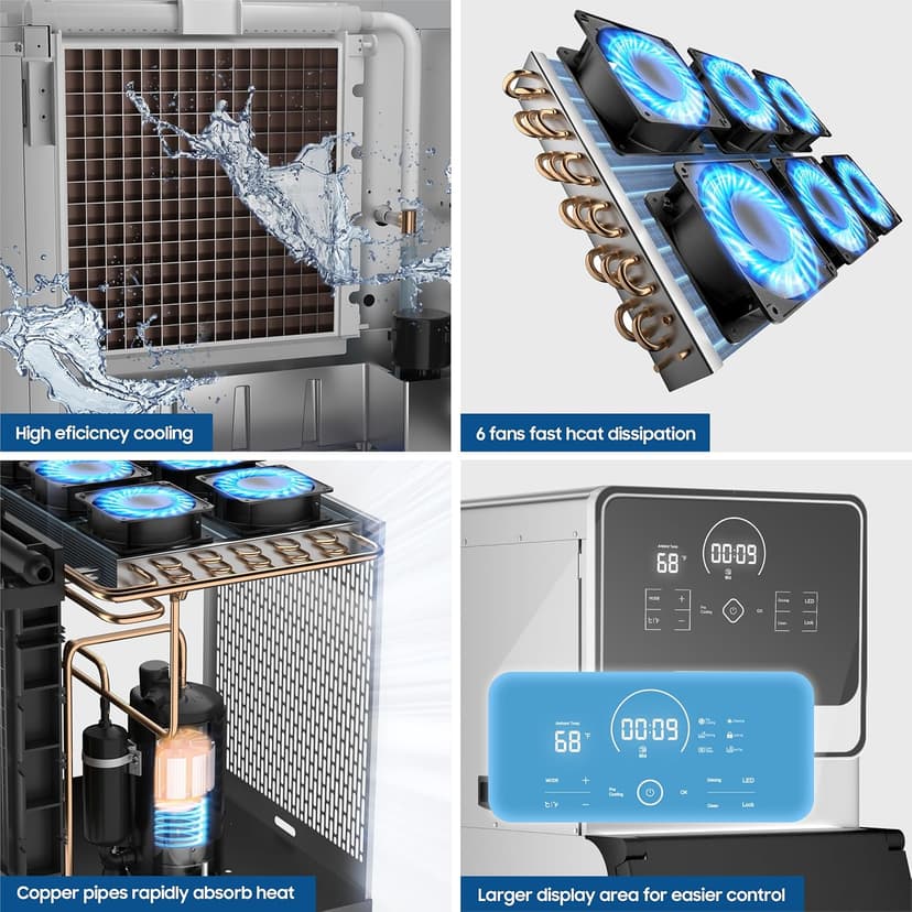 Commercial Ice Maker Machine 700 Lbs/24H Industrial Ice Maker Machine Commercial Ice Machine with 400Lbs Storage, Ice Ready in 5-12 min, Stainless Steel Ice Maker for Bar Cafe Business Restaurant