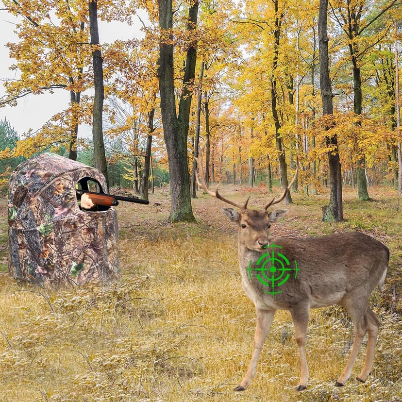 Hunting Blinds with Chair Pop Up Ground Blinds with Carrying Bag Portable 1-Person Hunting Tent for Deer & Turkey Hunting