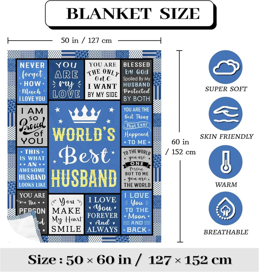 Gifts for Husband, Husband Birthday Gifts from Wife Blanket 60"x50", Cool Anniversary Wedding Gifts B0DJ7222F1