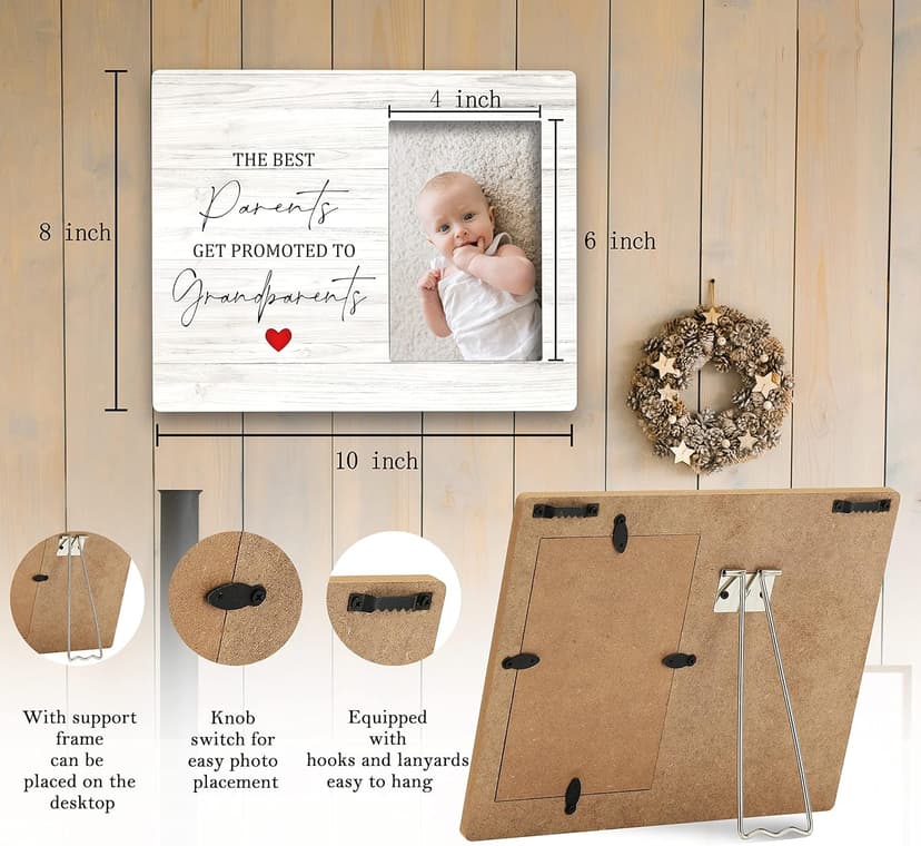 SRADMO Grandparents Picture Frames,Grandkids Photo Frame,The Best Parents Get Promoted To Grandparents Picture Frame,Baby Grandpa Grandma Photo Frame 8x10,Grandparents Baby Announcement Gifts（White-2）
