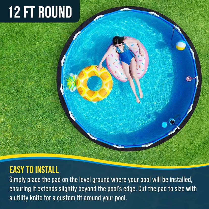 U.S. Pool Supply Ground Shield 12-Foot Round Heavy Duty Pool Liner Pad for Above Ground Swimming Pools - Protects Pool Liner, Prevents Punctures, Weed Barrier, Eco-Friendly Fabric - Extends Liner Life
