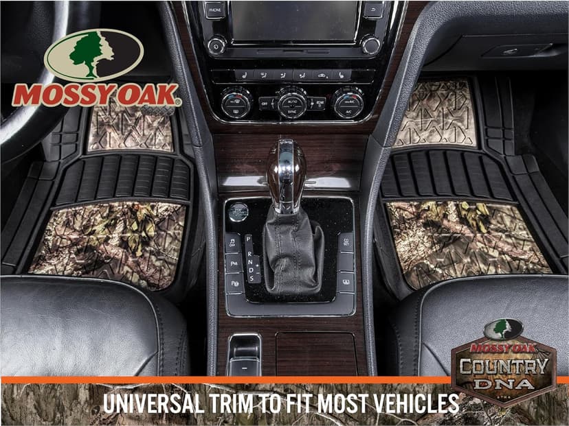 Mossy Oak Camo Trimmable Floor Mats - All Weather Protection - Trim to Fit for Car, SUV, Van, Trucks - Official Licensed Product (4 Pcs)