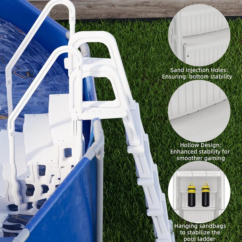 Pool Ladder, 4-Step Pool Stairs with Double Handrails and Non-Slip Steps for 48-54” Above Ground and In-Ground Pools, White