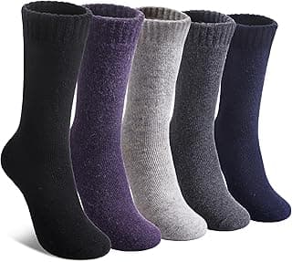 LINEMIN Wool Socks for Women Winter Warm Hiking Thick Warm Cozy Boot Crew Gift Socks 5 Pairs