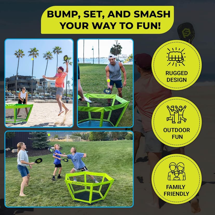 PaddleSmash - Pickleball Yard Game As Seen on Shark Tank - Beach, Backyard, Tailgate & Lawn, Outdoor Activities for Adults and Family - Easy Assembly