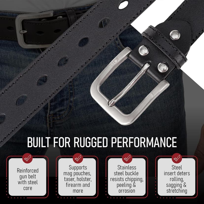 VICI Tactical Men's Steel Core Leather Gun Belt for Concealed Carry