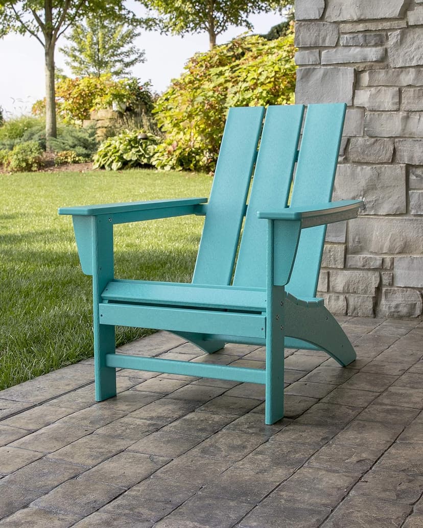 Polywood Modern Adirondack Chair – All-Weather Outdoor Lawn Adirondack Chairs – HDPE, Fade-Resistant & Durable Outdoor Furniture – For Patio, Deck & Fire Pit Chairs – Black