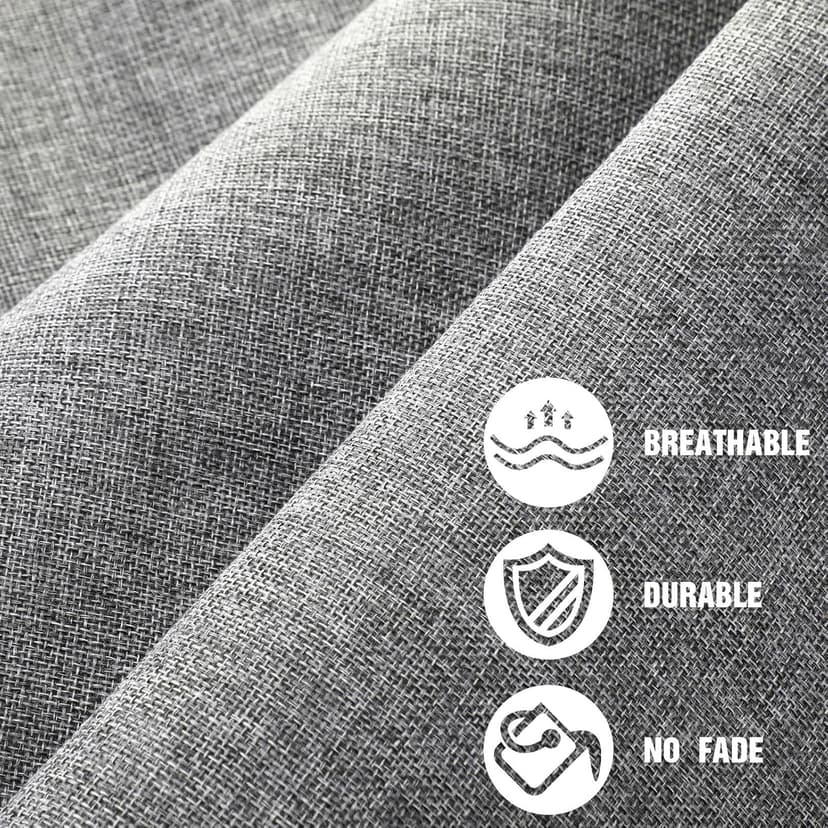 VitalCozy Grey Faux Linen Fabric 57 Inch x 3.3 Yard Grey Cover Fabric by The Yard for Sofas, Chairs, Box Spring Foundations, Conceals Frame and Staples Inside Furniture, DIY Craft Project