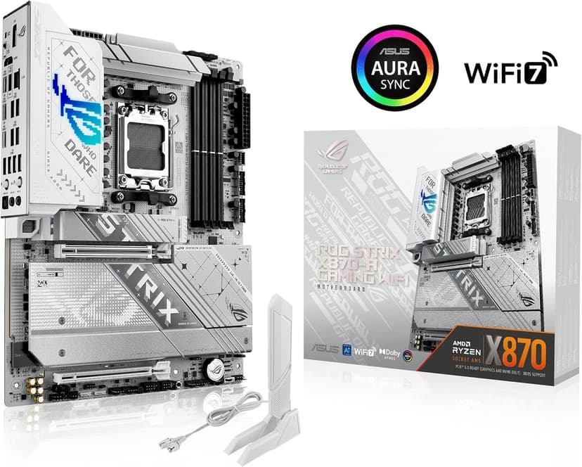 ASUS ROG Strix X870-A Gaming WiFi AMD Motherboard, 16+2 Power Supply Stage, DDR5 Slot, Four M.2 Slots, PCIe 5.0, Next Generation GPU, WiFi 7, USB 20Gbps with PD 3.0 up to 30W, Aura Sync