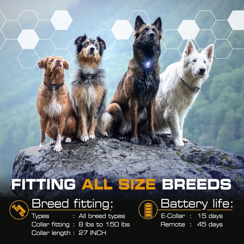 INVIROX Ultra K9 Dog Training Collar with Remote, 124 Levels for Reactive, Stubborn or Hard-to-Train Dogs, ¾ Mile Range, Night-Light Mode, Safe Communication, IP67 Waterproof E Collar for Large Dogs