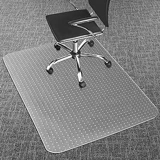 Office Chair Mat for Carpets, 48"x 36" Heavy Duty Clear Plastic Floor Protector, Non-Slip Computer Desk Chair Mat for Low Pile Carpeted Floors, Smooth Rolling Carpet Chair Mat for Home Office