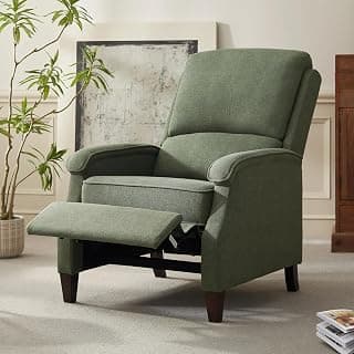 VKNOW Recliner Chair, Fabric Recliner with Soft Armrest, Home Theater Seating with Adjustable Push Back and Lumbar Support, Single Sofa for Adults, Lounge Chair for Living Room, Bedroom（Green）
