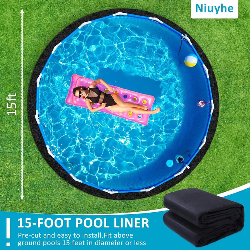 260G/M² Pool Pads for Above Ground Pool, 15FT Round Under Pool Mat Made of Durable and Prevents Puncture Geotextile Material to Protection and Extend The Life of Inflatable Swimming Pool or Hot Tub