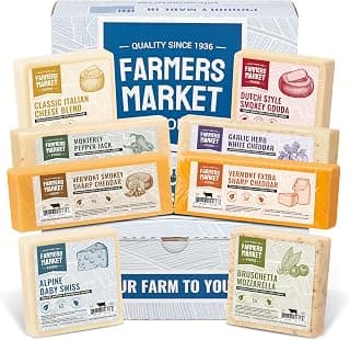 Garlic, Smokey Cheddar, Sharp Cheddar, Pepper Jack, Gouda, Swiss, Mozzarella & Italian Blend – Gluten Free, Keto & Paleo Farmers Market Wisconsin Cheese Artisan Gift Set for Charcuterie, 8 Count B0CRMBJ81D