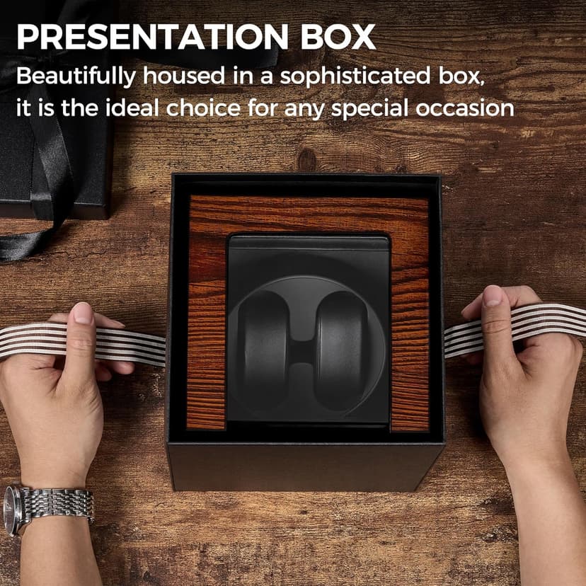 BEWISHOME BEWISHOME Watch Winder for Automatic Watches, Automatic Watch Winder Box Watch Spinner with LED Light, Double Watch Winder with Quiet Motor Wooden 4 Modes Battery or Type-C Adapter, Brown SYQ02Y