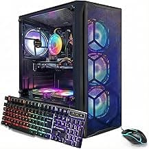 STGAubron Gaming PC Desktop Computer, Intel Core I7 up to 3.9 GHz, Radeon RX 580 8G, 16G RAM, 512G SSD, WiFi, Bluetooth 5.0, RGB Fan x6, RGB BT Sound Bar, Windows 10 Home