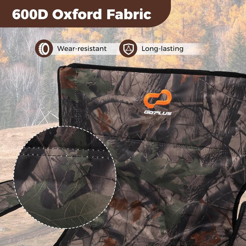 Goplus 360° Swivel Hunting Chair, Folding Hunting Blind Chair for Adults with Cup Holder & Carrying Bag, Lightweight Portable Camping Chairs for Lawn Fishing Picnic Beach Outdoor