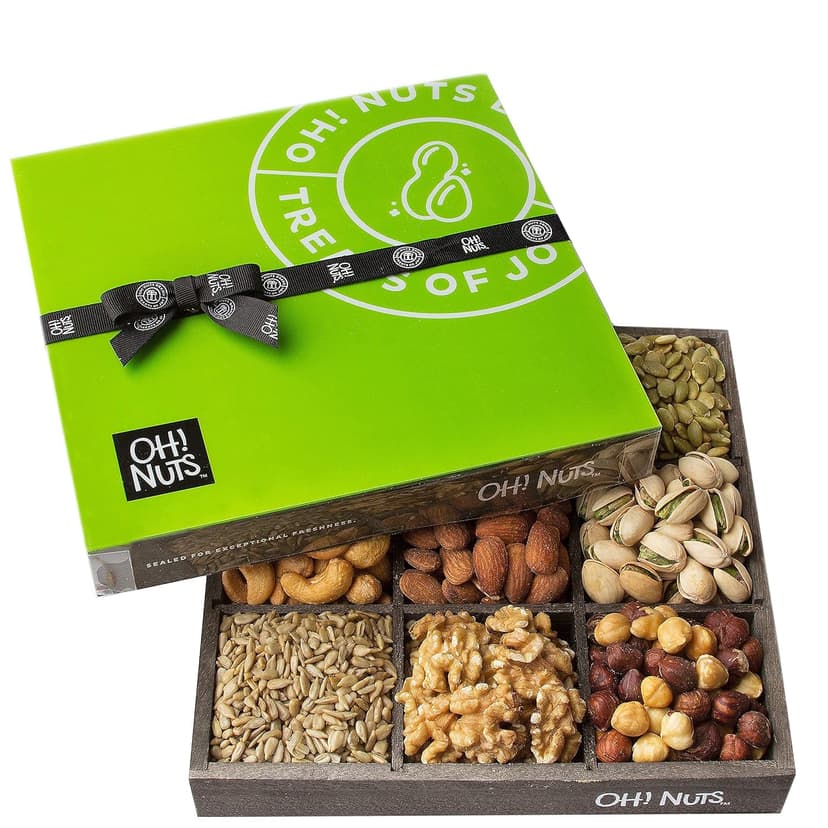 Oh! Nuts 9 Variety Nuts Gift Basket - Healthy Gift Baskets - Gourmet Assorted Nuts Tray - Gift Box for Holiday, Movie Night, Corporate, Families - Gift Ideas for Men and Women B075FWZKWS