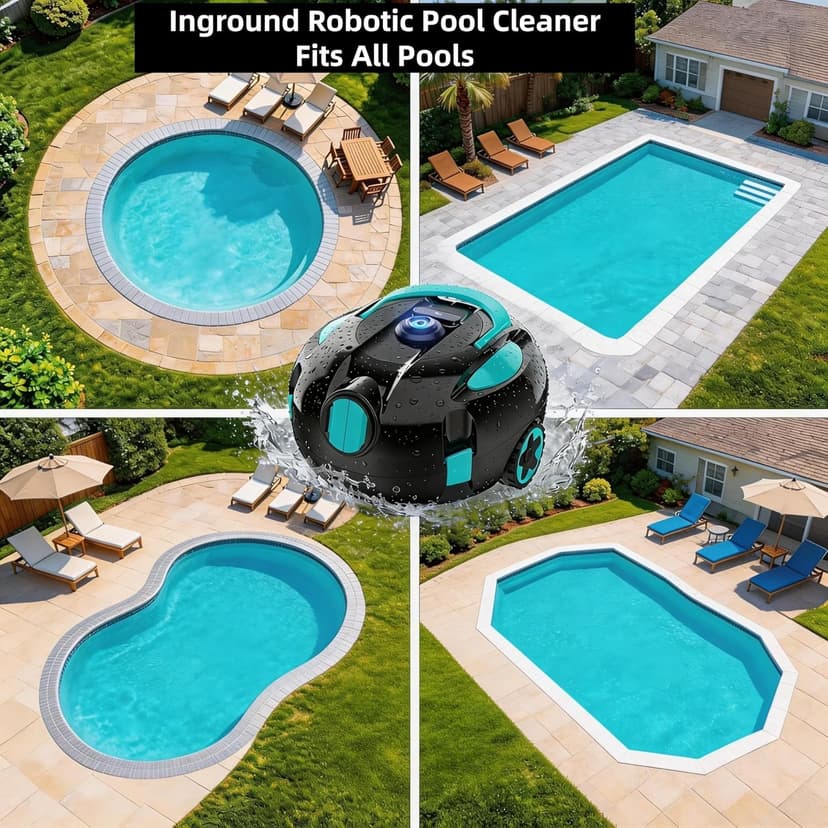 Robotic Pool Cleaner, Cordless Pool Vacuum Robot,Dual Motors & Filters, Smart Self-Parking,IPX8 Waterproof,Powerful Suction, Inground/Over-Ground Pool Skimmer (Button Operation-update4)