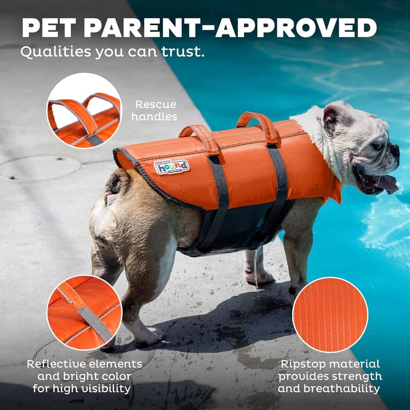 Outward Hound Granby Splash Orange Dog Life Jacket, Medium