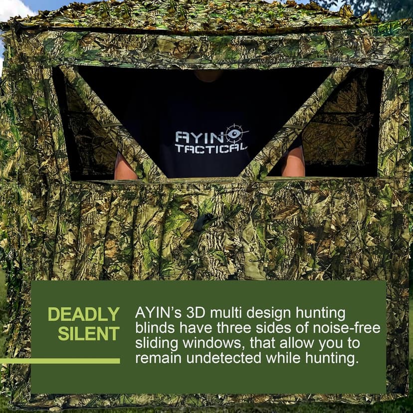 AYIN See Trough Pop Up Hunting Blind, See Thru Ground Blind - Essential Hunting Tent for Deer, Portable and Easy Setup, Ideal Hunting Essentials, Durable and Concealed Ground Blind