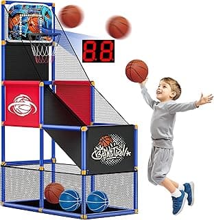 Kids Arcade Basketball Hoop Indoor Outdoor Single Shot Basketball Game for Toddler,Carnival Games Sport Gifts for Boys Girls Ages 3-8 Years Old,Ideal for Competition