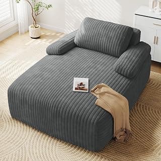 YITAHOME 67"L x 48"W Chaise Lounge Chair Indoor, Oversized Corduroy Upholstered Boneless Sofa Bed, Deep-Seat Sleeper Couch, Reading Chair, Cloud Sofa Couch for Living Room, No Assembly Required, Grey