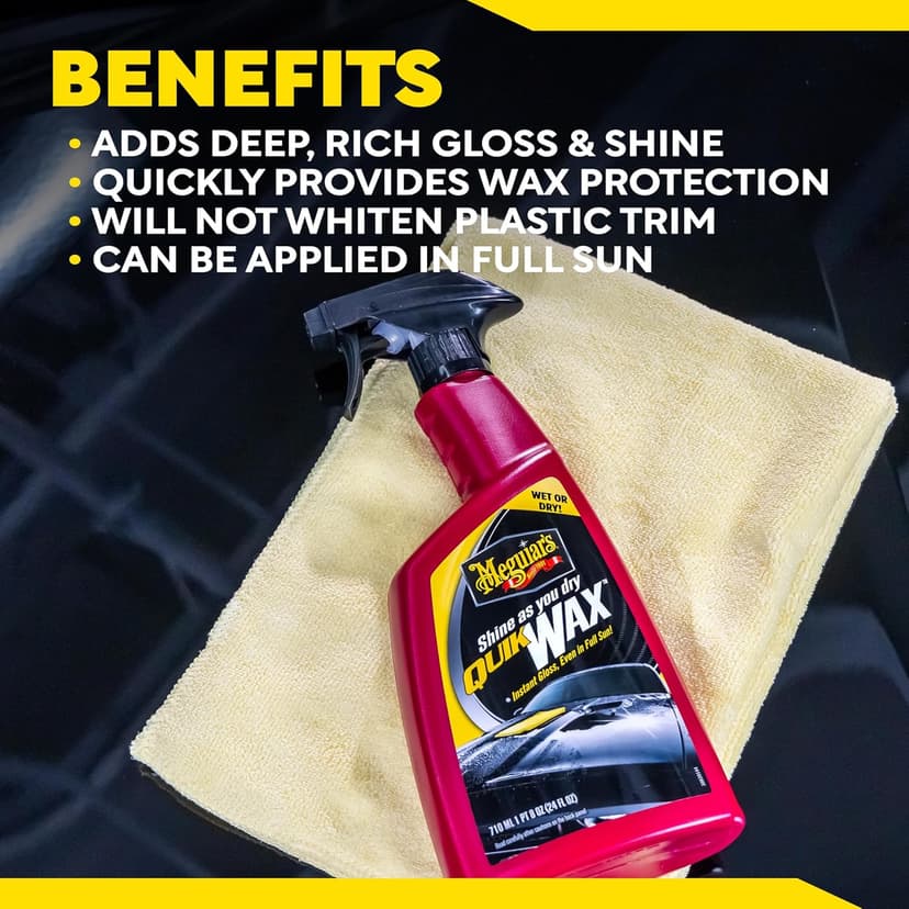 Meguiar's A1624 Quik Wax - Easy-to-Use Spray Wax for Gloss, Shine & Protection - Wet or Dry Use, 24 Oz.