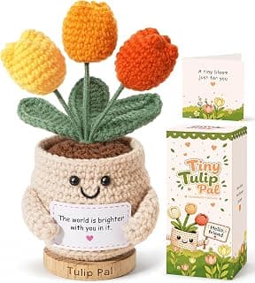 Positive Crochet, Appreciation Gifts for Coworkers, Employees, Boss, Friends, Nurses, Teachers, Retirement, Farewell (Orange) INSPRING Thank You Gifts for Women, Emotional Support Crochet Tulips Flower B0HC3DHJYS