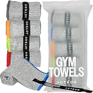 Acteon Microfiber Gym Towels 5 Pack, Quick Dry Silver ION Odor-Free Sweat Towel, Super Absorbent Fast Drying for Men & Women, Workout, Yoga, Running, Hiking, Travel – 16x30.5 Inch