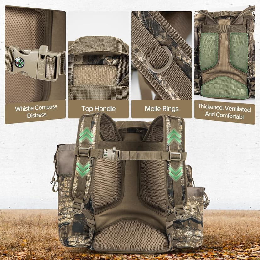 BLISSWILL Hunting Bucket Backpack with Seat Suitable for 5-gallon Seat，Dove Hunting Accessories，Daypack for Rifle Bow Gun（Not including Bucket and Lid）