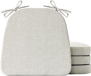 IASEAHK Chair Cushions for Dining Chairs Set of 4, Non Slip Kitchen Chair Pads, 17" x 16" x 2", Indoor Dining Chair Cushions with Ties, D-Shaped Seat Cushions for Kitchen Chairs, Beige