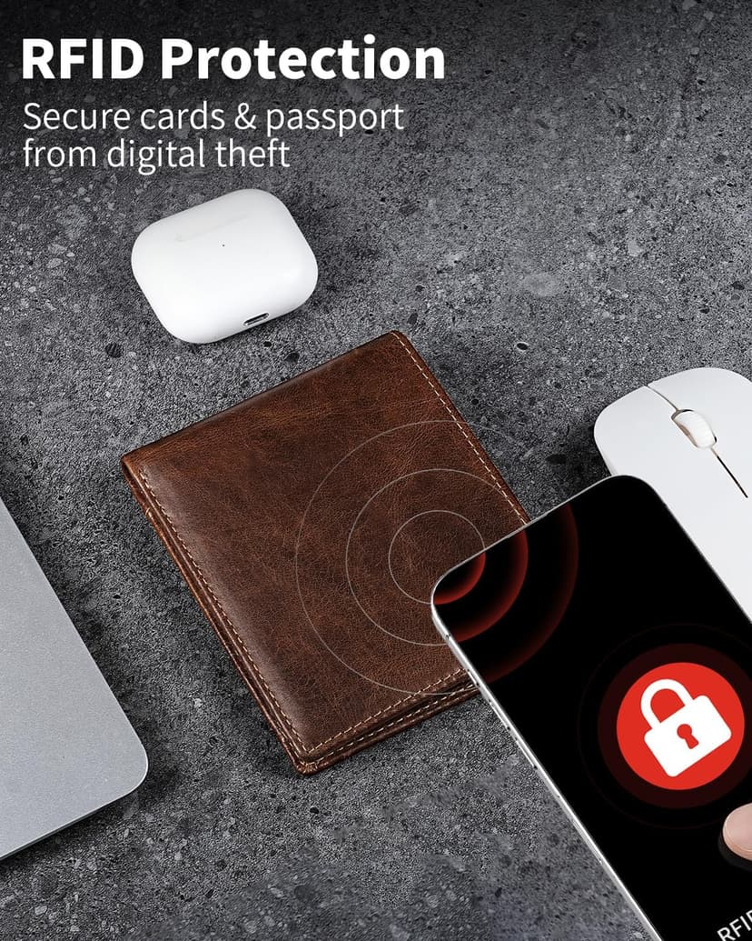 Serovi Genuine Leather Wallet for Men Bifold RFID Blocking Wallets with 12 Card Slots, 2ID Window & 2 Cash Pocket - Includes Gift Box (Coffee Brown)