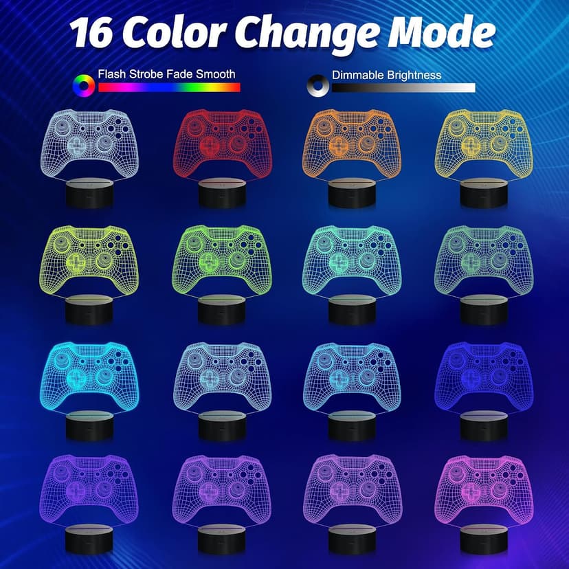 Attivolife Gamepad 3D Illusion Lamp, Controller Night Light with Remote Control + Timer 16 Color Changing Desk Lamp Kids Gamer Room Decor Plug in Best Cool Festival Birthday Gift for Boy Men B08Y5J1ML5