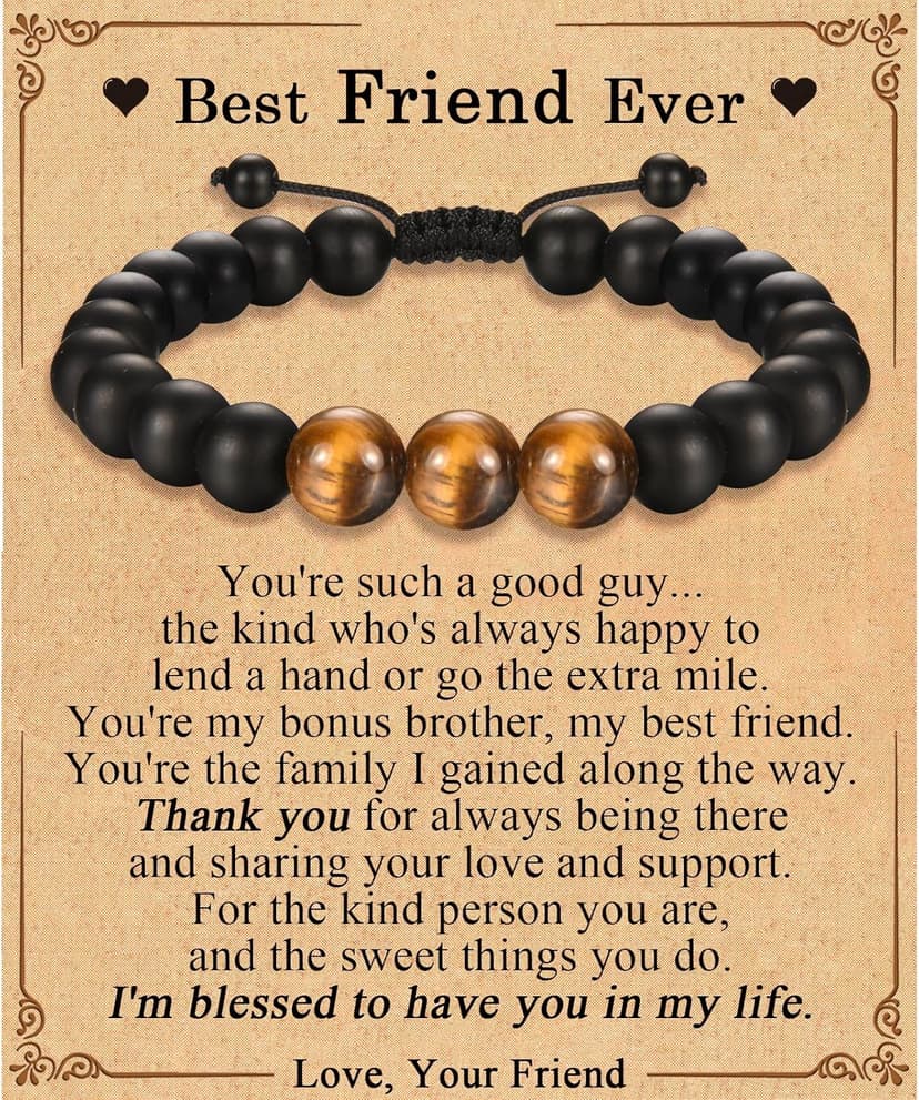 Best Ever Gifts for Mens Teen Boys, Beads Bracelet Gifts for Friend Brother Uncle Boyfriend Grandpa Dad Son Grandson Nephew New Dad Stepdad Husband on Birthday Christmas Valentines Fathers Graduation
