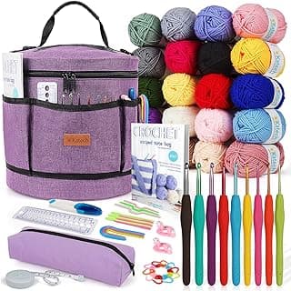 Katech Crochet Kit for Beginners, Beginner Crochet Kit for Adults-Crochet Kits Includes Crochet Hooks Knitting Bag Crochet Yarn for Crocheting Instruction Knitting Kit Crochet Supplies Gift