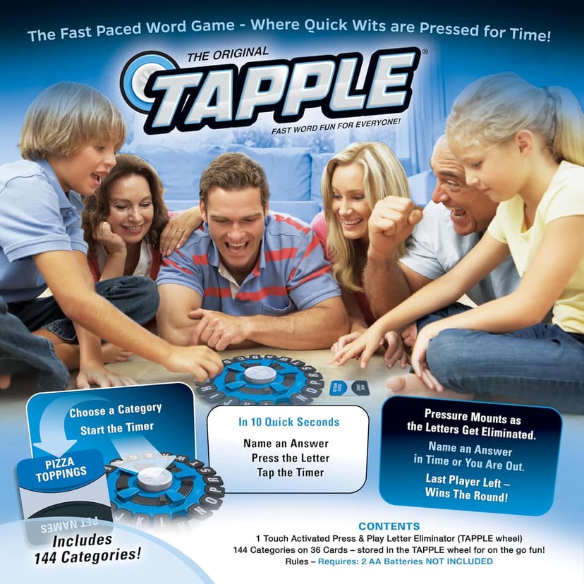 USAOPOLY The Original TAPPLE, The Fast-Paced Family Board Game,Choose a Category & Race Against The Timer to be The Last Player,Learning Word Game for Ages 8 & Up, 2-8 Players, 15-20 Minute Play Time