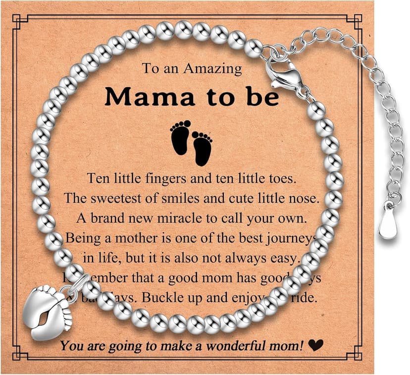 First Mothers Day Birthday Christmas Pregnancy Gifts for 1st Time Mom Gifts for New Mom Pregnant Women Mom to Be, Feet Charm Bracelet Jewelry B0CZMLLHL2