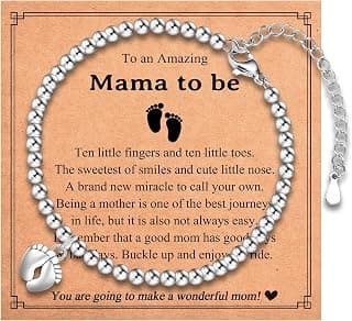 First Mothers Day Birthday Christmas Pregnancy Gifts for 1st Time Mom Gifts for New Mom Pregnant Women Mom to Be, Feet Charm Bracelet Jewelry B0CZMLLHL2