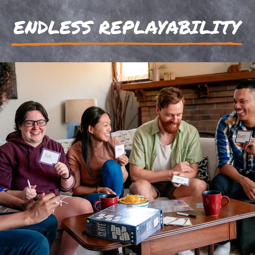 USAOPOLY BLANK SLATE, Where Great Minds Think Alike, Fun Family-Friendly Board Game, Word Association Party Game, Easy to Learn, Fun to Play Family Game Night, 3-8 Players, Ages 8+