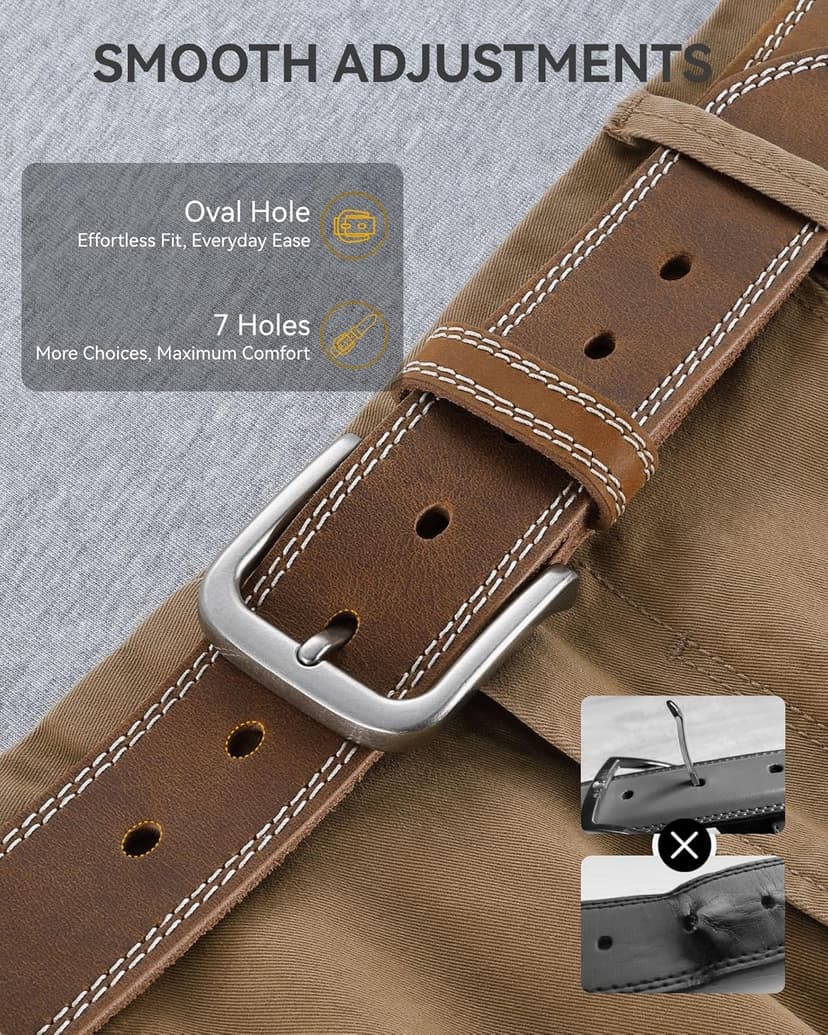 CHAOREN Mens Belts Leather - 35mm Genuine Leather Belt for Jeans - Men Gift for Casual Dress