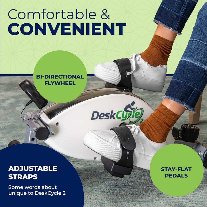 DeskCycle Under Desk Bike Pedal Exerciser - Stationary Bikes for Home & Office - Standard and Adjustable Height Versions
