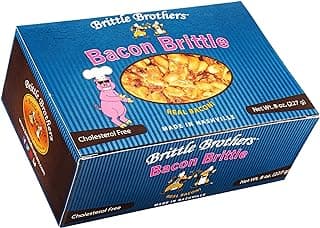 Brittle Brother's Bacon Brittle - 8 oz Box - Voted #1 in America - 4 x's more Nuts! - Cashew Pecan Bacon Corporate Gift Men Women Candy Snack Birthday Sampler Christmas Mother Father Graduation Office Mix Valentines Day Party
