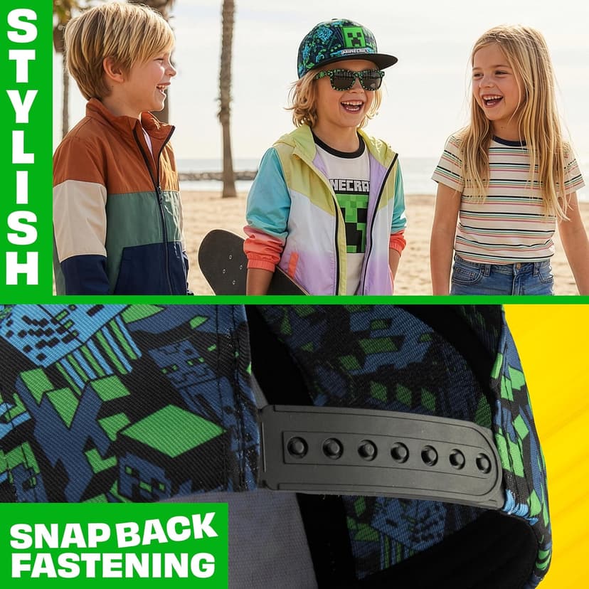 Spongebob | Minecraft | Fortnite | Super Mario | Kids Baseball Cap & Sunglasses with UV Protection, Gifts for Boys