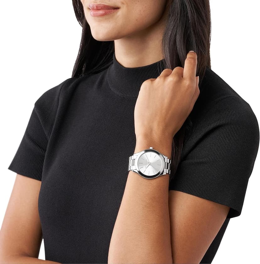 Michael Kors Slim Runway Three-Hand Silver-Tone Stainless Steel Women's Watch (Model: MK3178)