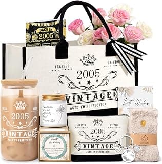 Jumway 21st Birthday Gifts for Women, Happy 21 Year Old Birthday Gifts for Women, Glass Cup & Canvas Tote 2005 Decorations & Ideas for Sister Daughter Girlfriend Her Friends B0GZ3YB5T7