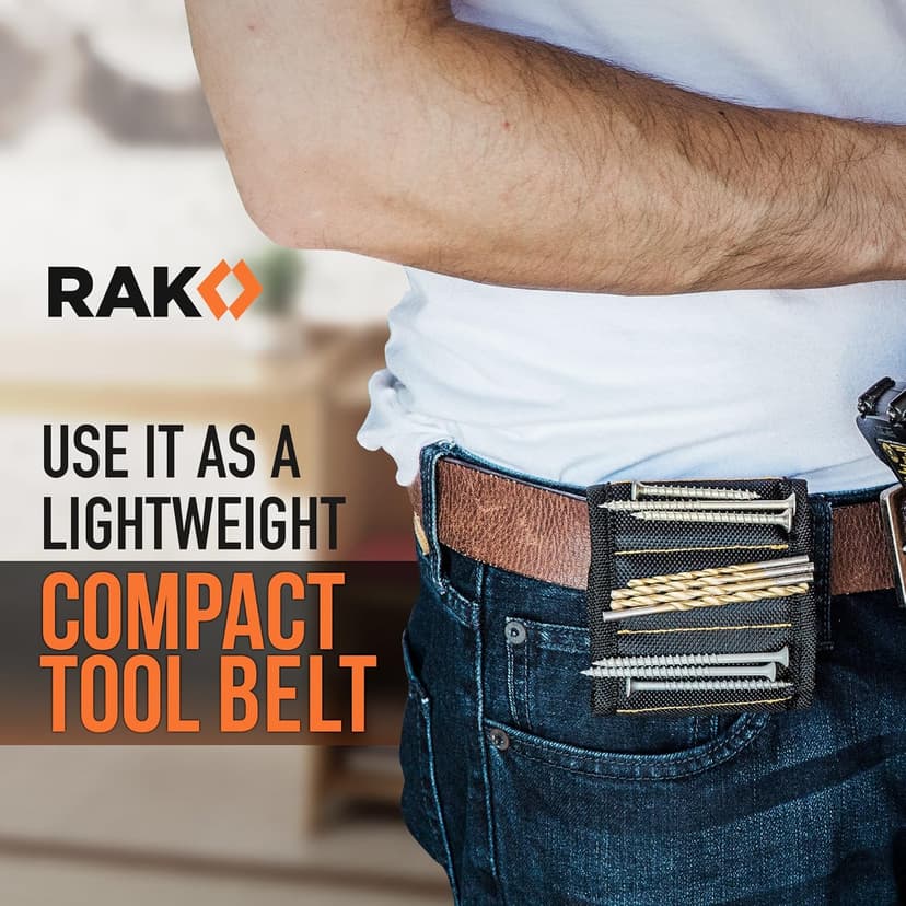 RAK Magnetic Wristband for Holding Screws, Nails, Drill Bits for Men - Premium Nylon with Lightweight Powerful Magnets, Magnetic Wristband for Tools, Gifts for Dad, Husband, Grandpa, Handyman