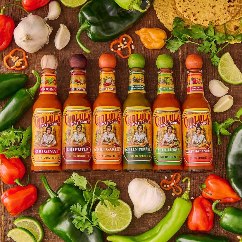 Cholula Hot Sauce Variety Pack, Product of Mexico, Gift Set Includes Six 5 Fl Oz Signature Cholula Hot Sauces for Eggs, Pizza, Mexican Dishes, and More, 30 fl oz B07FTTWDJS