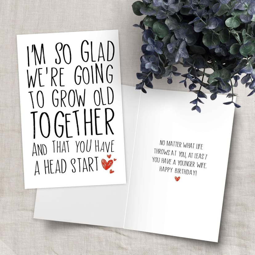 Funny Birthday Card for Husband from Wife, Grow Old Together Humor Birthday Card Gift for Older Husband, Sarcastic Happy Bday Cards for Him Men Husband Hubby B0H146F7BP